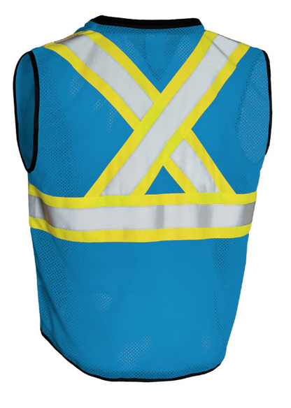 Forcefield Hi Vis Traffic Safety Vest with Zipper Front, Tricot Polyester 022-TV188