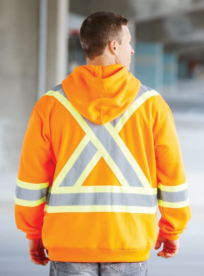 Forcefield Deluxe Hi Vis Safety Hoodie, Attached Hood 024-P834J