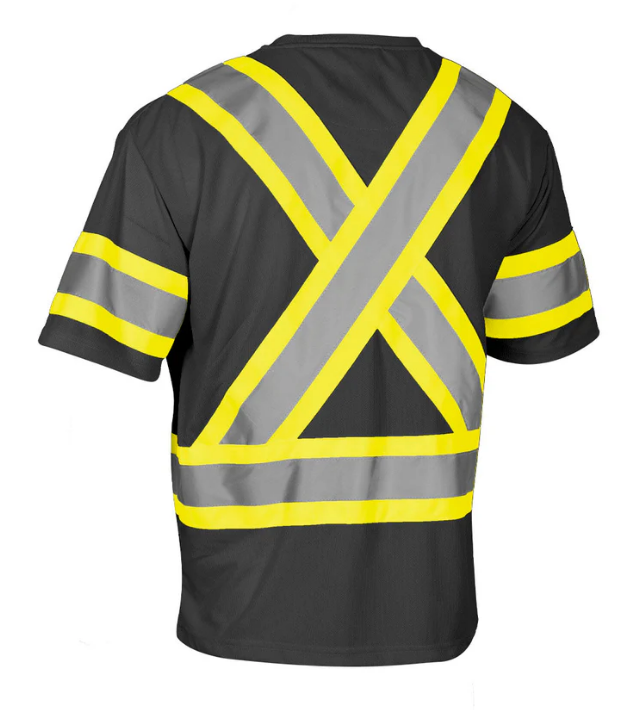 Forcefield Hi Vis Crew Neck Short Sleeve Safety Tee Shirt with Chest Pocket and Arm Bands 022-CBECSP