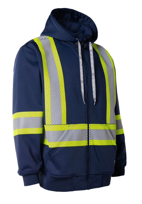 Forcefield Deluxe Hi Vis Safety Hoodie with Segmented Reflective Tape and Detachable Hood 024-P844SEG