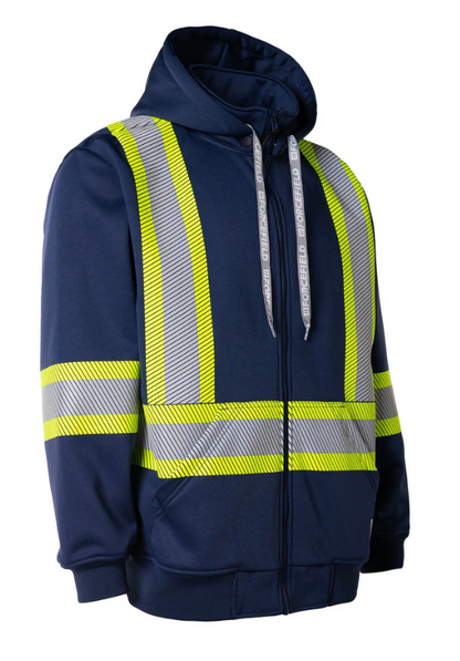 Forcefield Deluxe Hi Vis Safety Hoodie with Segmented Reflective Tape and Detachable Hood 024-P844SEG