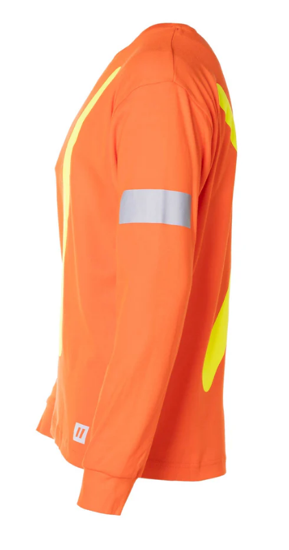 Forcefield Retro Safety Cotton Long Sleeve Tee With Reflective Arm Striping 022-RTROL