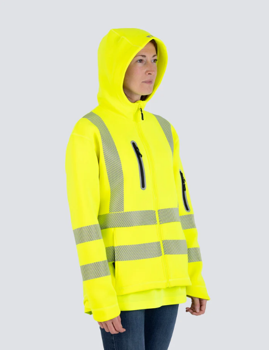 Forcefield Women's Lime Technical Safety Zip-Up Softshell Hoodie 024-WUQ844LY