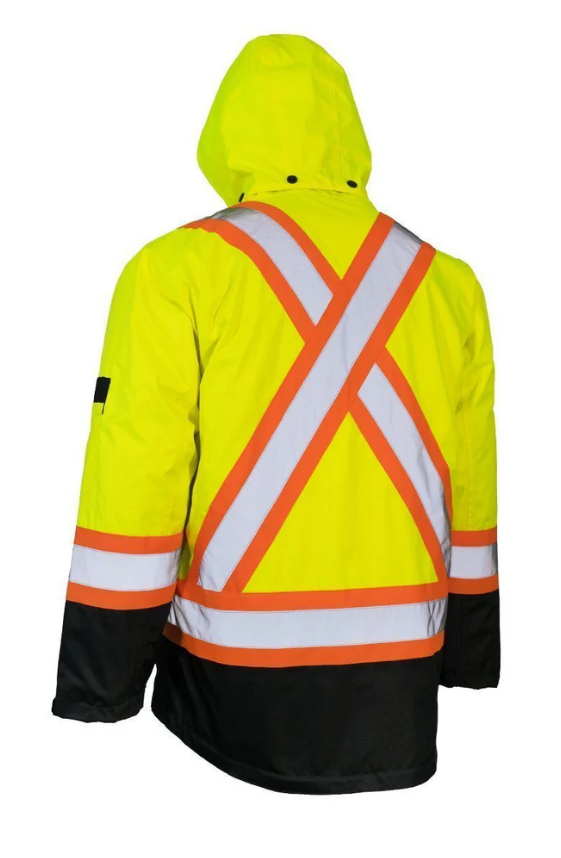Forcefield 3-in-1 Hi Vis Winter Safety Parka with Removable Black Nylon Puff Jacket 024-EN788