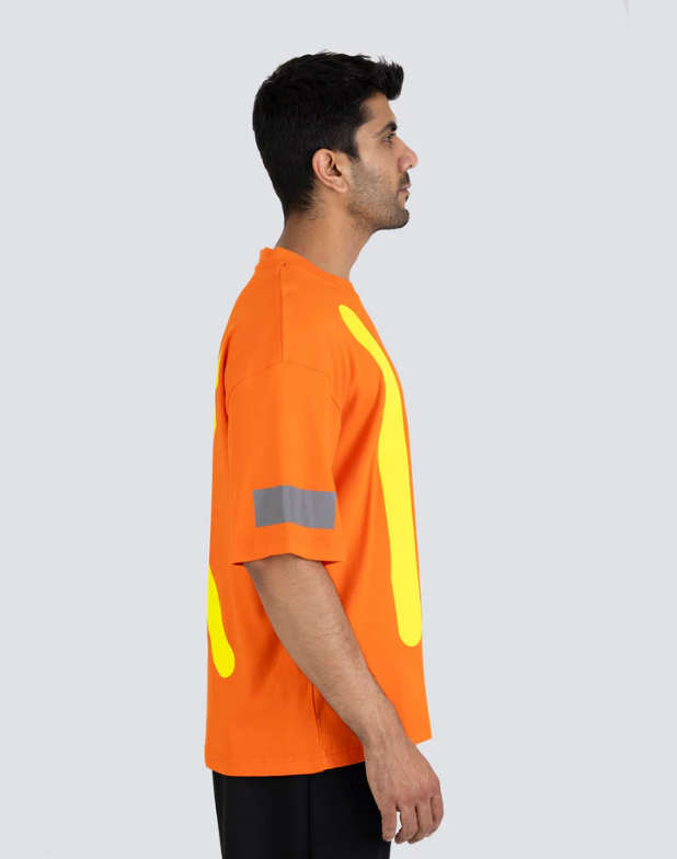 Forcefield Retro Safety Cotton Short Sleeve Tee With Reflective Arm Striping 022-RTROS