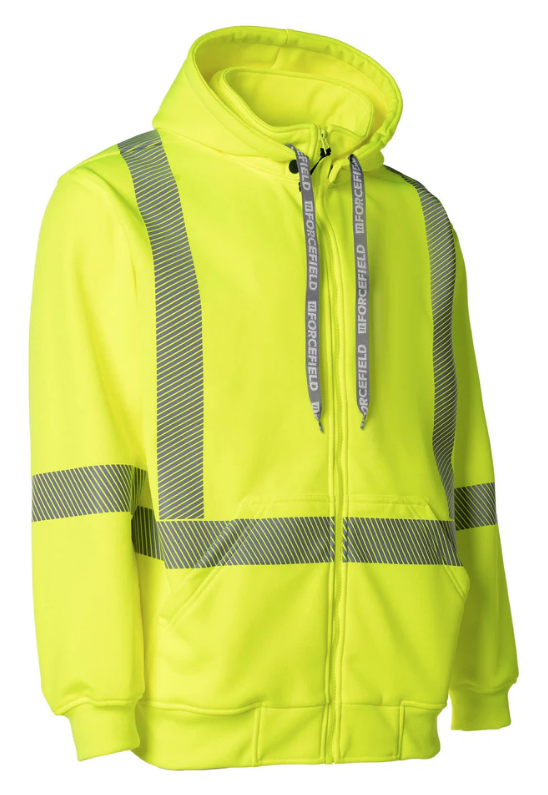 Forcefield Hi Vis Safety Hoodie with Segmented Reflective Tape and Detachable Hood 024-P844SEG