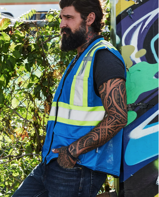 Forcefield Hi Vis Traffic Safety Vest with Zipper Front, Tricot Polyester 022-TV188