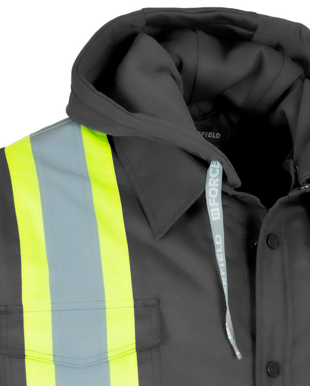 Forcefield Hi-Vis Hoodie Shacket With Detachable Hood 024-EP34