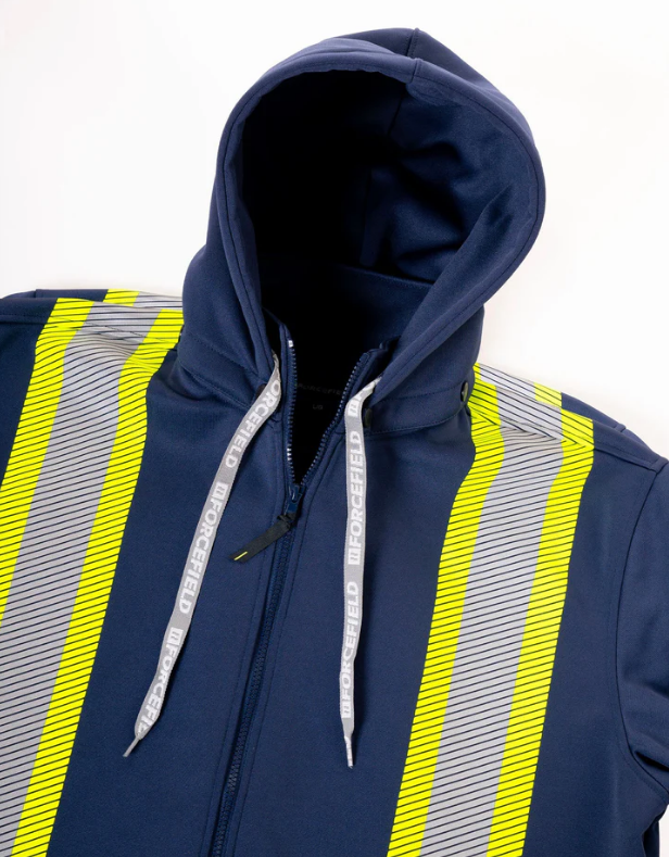 Forcefield Deluxe Hi Vis Safety Hoodie with Segmented Reflective Tape and Detachable Hood 024-P844SEG