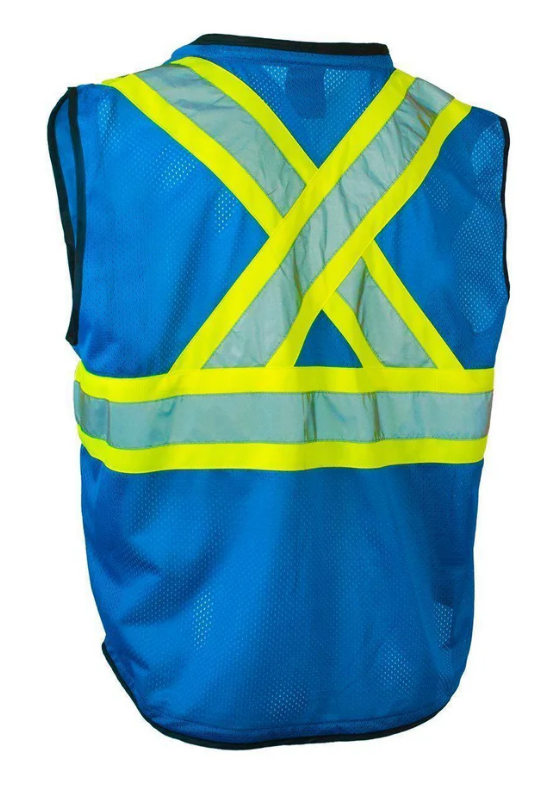 Hi Vis Traffic Safety Vest with Zipper Front, Tricot Polyester, 4 Sizes 022-TV188