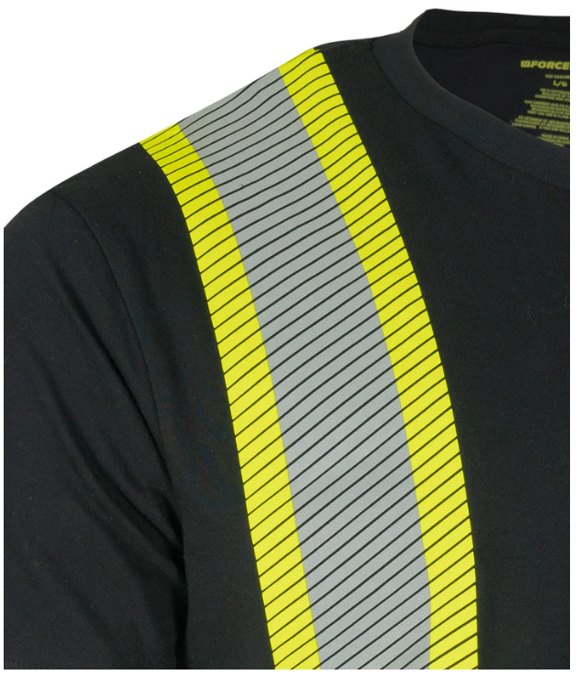 Forcefield Athletic Fit Hi Vis Crew Neck 100% Cotton Short Sleeve Safety Tee Shirt with Segmented Reflective Tape 022-SEGCBE