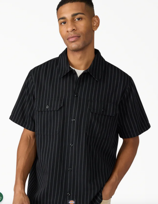 Dickies Worn In Striped Work Shirt