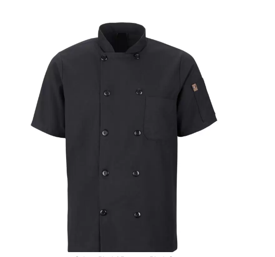 RED KAP® CHEF DESIGNS® SHORT SLEEVE CHEF COAT WITH OILBLOK + MIMIX™. - 046X