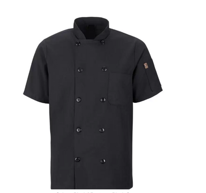 RED KAP® CHEF DESIGNS® SHORT SLEEVE CHEF COAT WITH OILBLOK + MIMIX™. - 046X