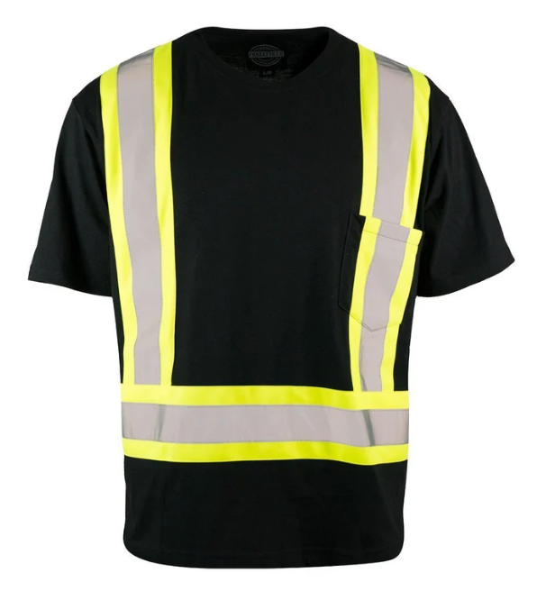 Forcefield Ultracool Poly/Cotton Crew Neck Short Sleeve Safety Tee Shirt with Chest Pocket - 022-TCCBEBK-L
