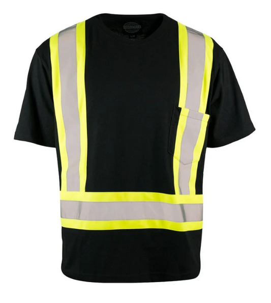 Forcefield Ultracool Poly/Cotton Crew Neck Short Sleeve Safety Tee Shirt with Chest Pocket - 022-TCCBEBK-L