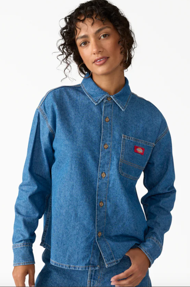 Dickies Women's Lightweight Long Sleeve Denim Shirt