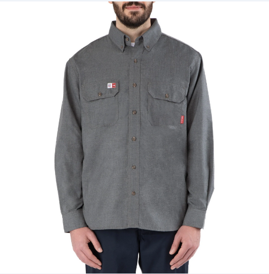 BIG BILL® Flame Resistant PRO® Plus Ventilated Flashtrap® Button-Down Shirt - Charcoal - 1117PR4