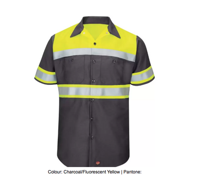 RED KAP® HI-VISIBILITY COLOUR BLOCK SHORT SLEEVE RIPSTOP WORK SHIRT – TYPE O, CLASS 1 - SY80