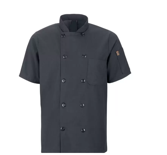 RED KAP® CHEF DESIGNS® SHORT SLEEVE CHEF COAT WITH OILBLOK + MIMIX™. - 046X