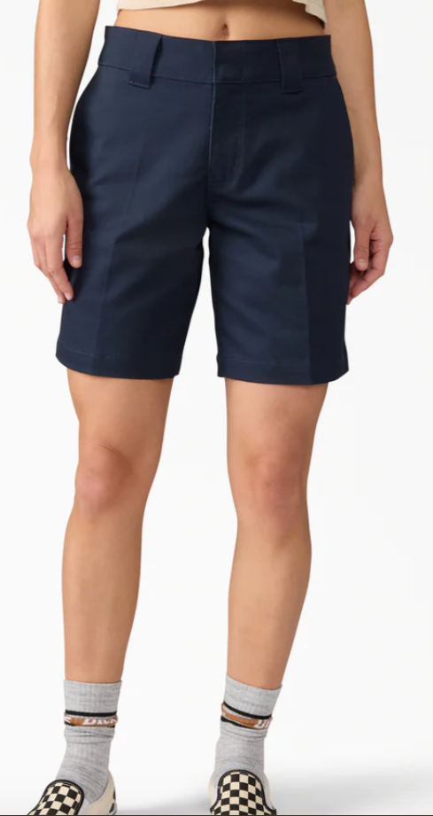 Dickies Women's Super Flex Flat Front Shorts, 9"
