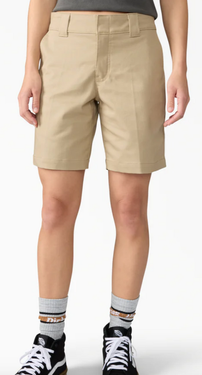 Dickies Women's Super Flex Flat Front Shorts, 9"