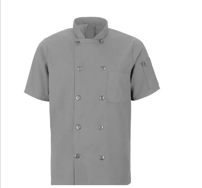 RED KAP® CHEF DESIGNS® SHORT SLEEVE CHEF COAT WITH OILBLOK + MIMIX™. - 046X