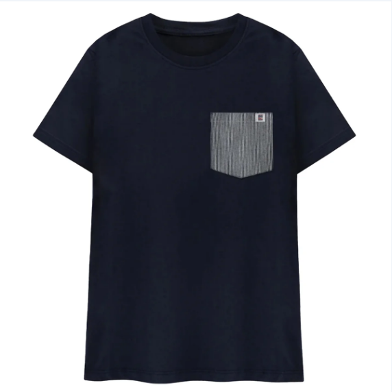 BIG BILL® Navy T-Shirt with Colored Pocket - Hickory -  PKTEENAY