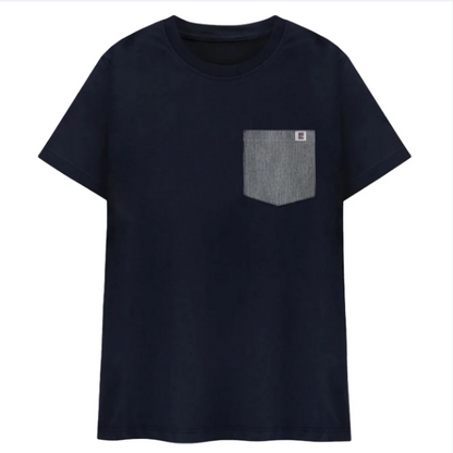 BIG BILL® Navy T-Shirt with Colored Pocket - Hickory -  PKTEENAY