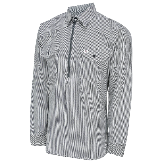 BIG BLL® Long-Sleeve Hickory Shirt with Half-Zip - Hickory  - 183