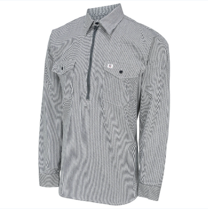 BIG BLL® Long-Sleeve Hickory Shirt with Half-Zip - Hickory  - 183