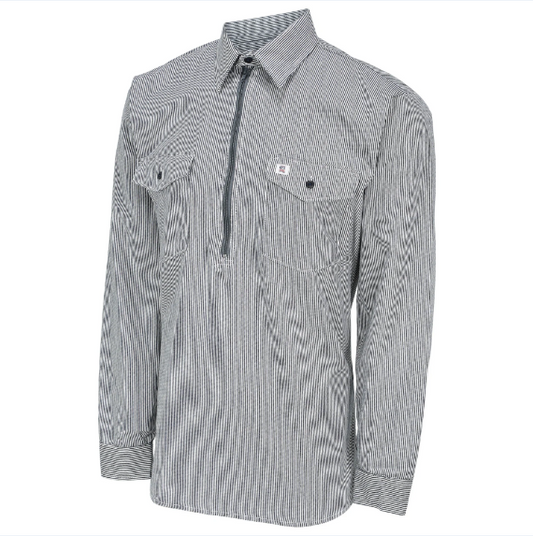 BIG BLL® Long-Sleeve Hickory Shirt with Half-Zip - Hickory  - 183