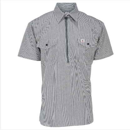 BIG BILL® 183S  Short-Sleeve Hickory Stripe Shirt with Half-Zip - Hickory - 183S