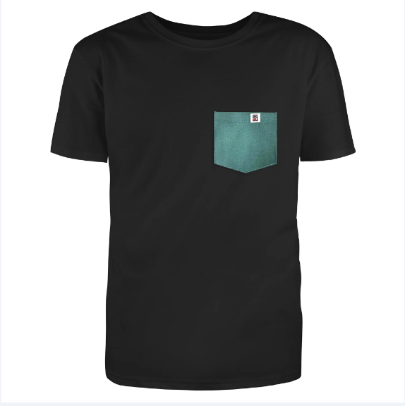 BIG BILL® Black T-Shirt with Colored Pocket - Light Green - PKTEEBLK