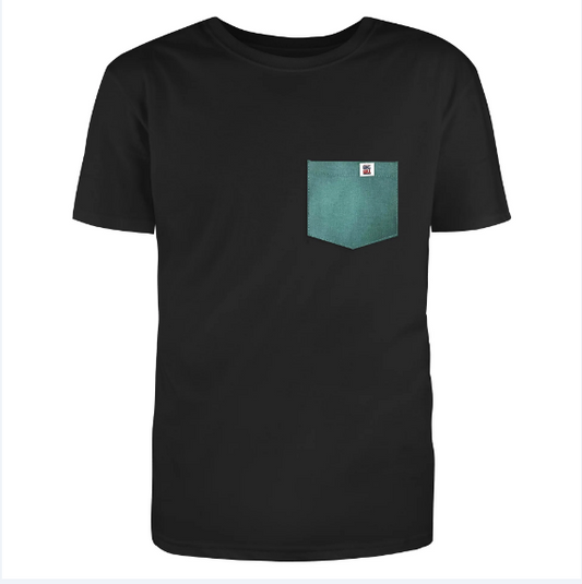 BIG BILL® Black T-Shirt with Colored Pocket - Light Green - PKTEEBLK