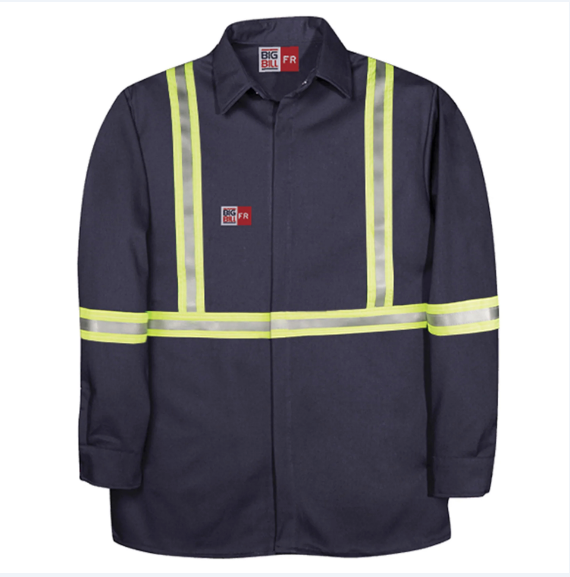 Big Bill® Flame Resistant Food Processing Shirt with Reflective Tape - Navy - 105Y4SUS7