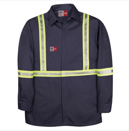 Big Bill® Flame Resistant Food Processing Shirt with Reflective Tape - Navy - 105Y4SUS7