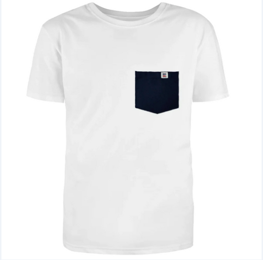 BIG BILL® White T-shirt with Colored Pocket - Navy - PKTEEWHI