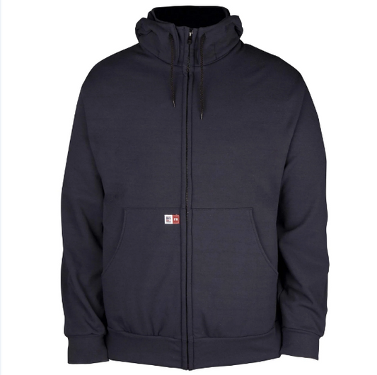Big Bill® Flame Resistant Wind Resistant Zip-Front Sweatshirt with Detachable Hood - Navy - DW27WP12