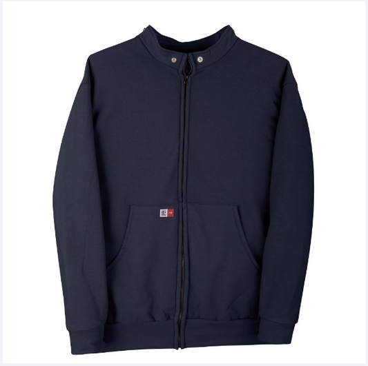 Big Bill® Flame Resistant Zip-Front Sweatshirt with Detachable Hood - Navy - DW27S11