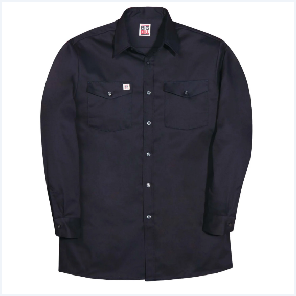 BIG BILL® 100% Cotton Long-Sleeve Industrial Work Shirt - Navy - 100