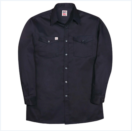 BIG BILL® 100% Cotton Long-Sleeve Industrial Work Shirt - Navy - 100