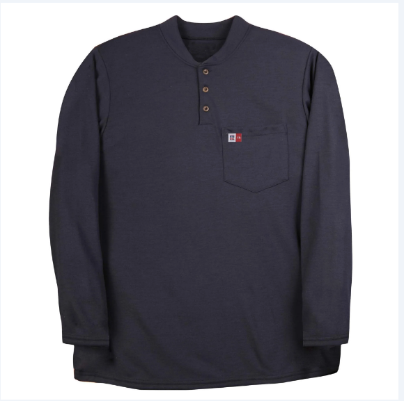 BIG BILL® Flame Resistant Midweight Long-Sleeve Henley - Navy - DW18PD8