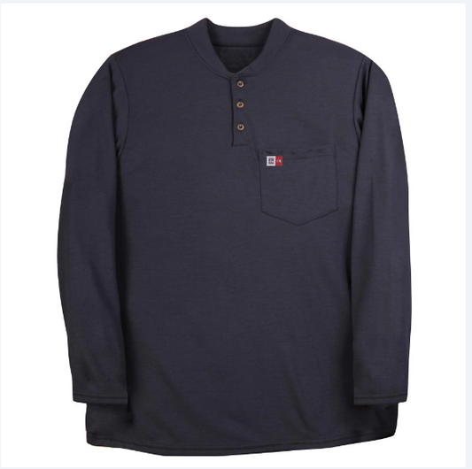 BIG BILL® Flame Resistant Midweight Long-Sleeve Henley - Navy - DW18PD8