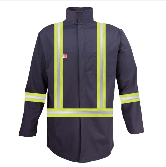Big Bill® Flame Resistant Unlined Welder’s Work Coat with Reflective Tape - Navy - 195US9