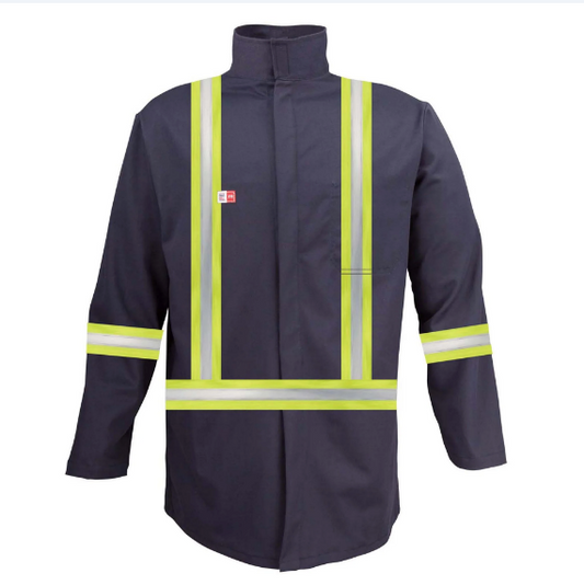 Big Bill® Flame Resistant Unlined Welder’s Work Coat with Reflective Tape - Navy - 195US9