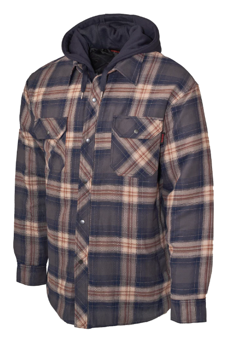 TOUGH DUCK QUILT-LINED HOODED FLANNEL JAC-SHIRT - WS06