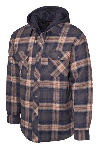 TOUGH DUCK QUILT-LINED HOODED FLANNEL JAC-SHIRT - WS06