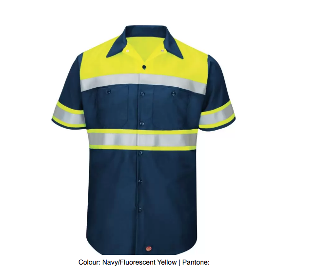 RED KAP® HI-VISIBILITY COLOUR BLOCK SHORT SLEEVE RIPSTOP WORK SHIRT – TYPE O, CLASS 1 - SY80