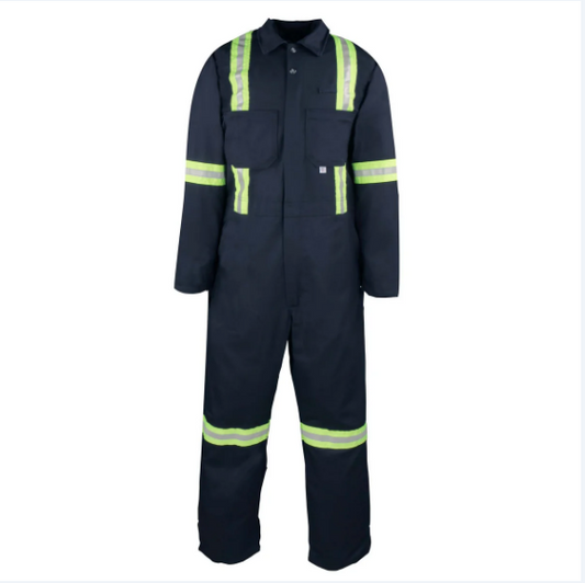 BIG BILL® 100% Cotton Industrial Work Coverall with Reflective Tape - Navy - 414VBF